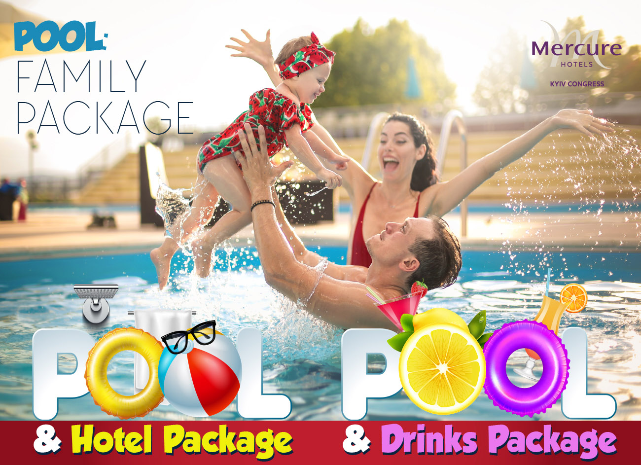 Open-air Mercure pool: family visit