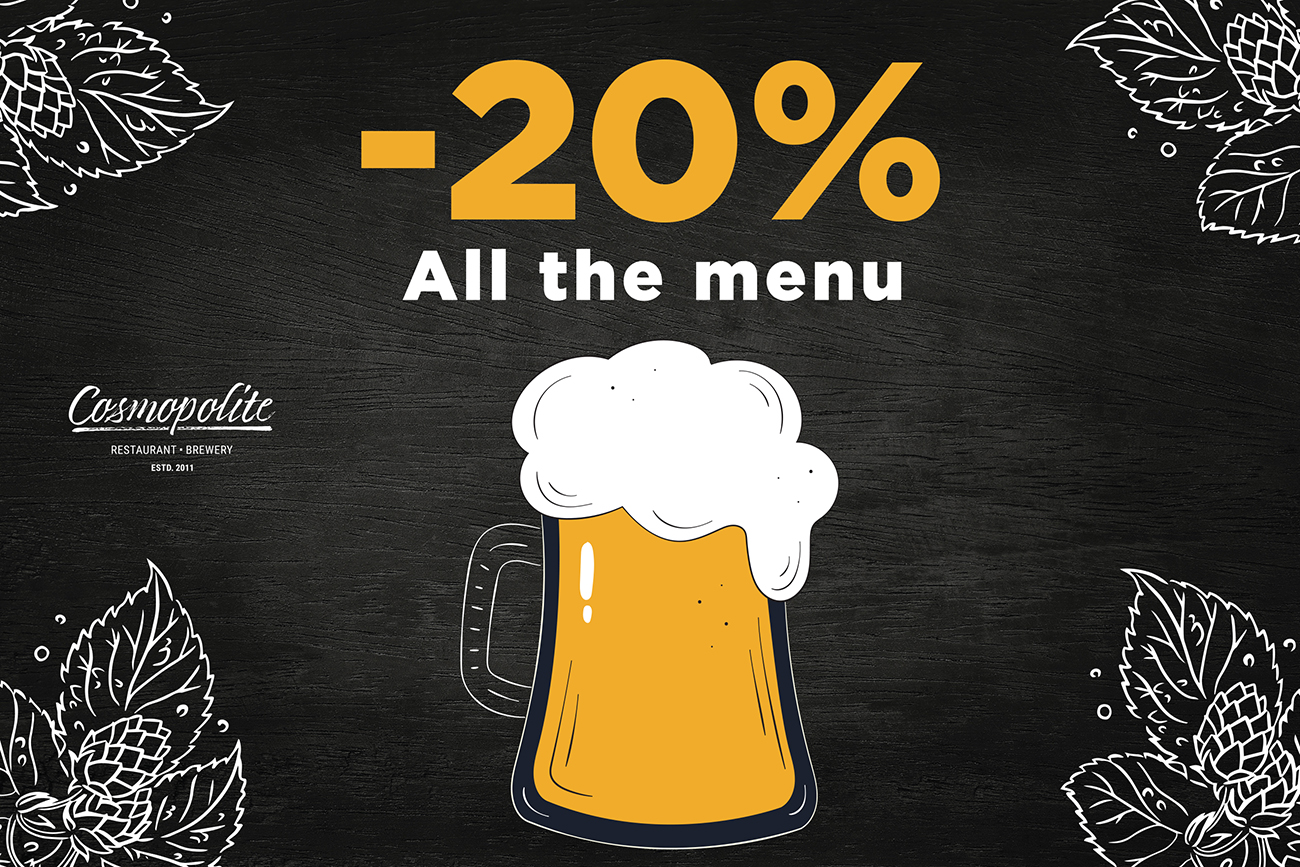 Incredible discount at Cosmopolite restaurant!