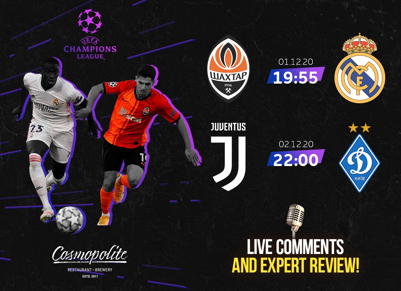 Champions League at Cosmopolite! Super matches & Live broadcast!