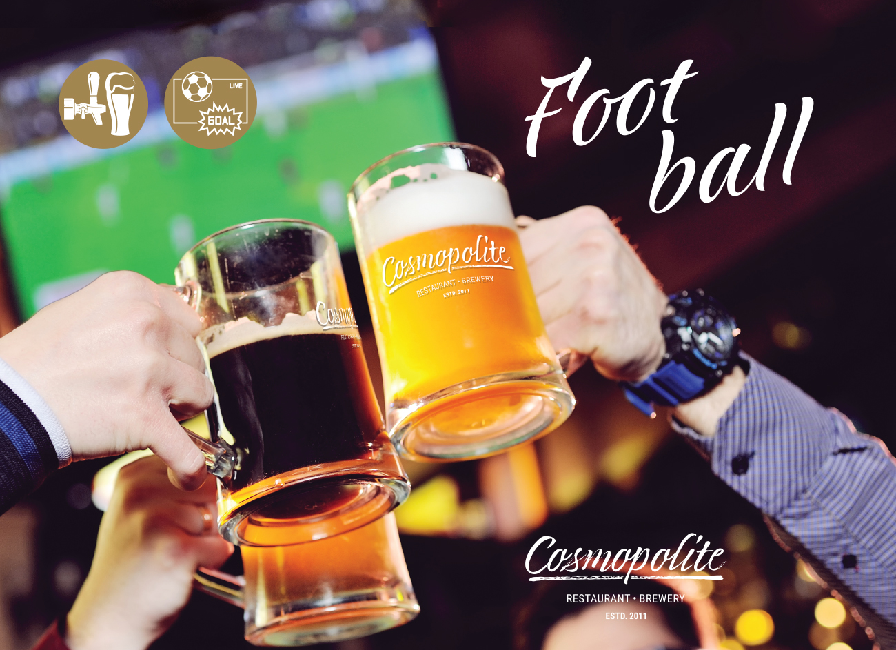 Football time at Cosmopolite restaurant-brewery