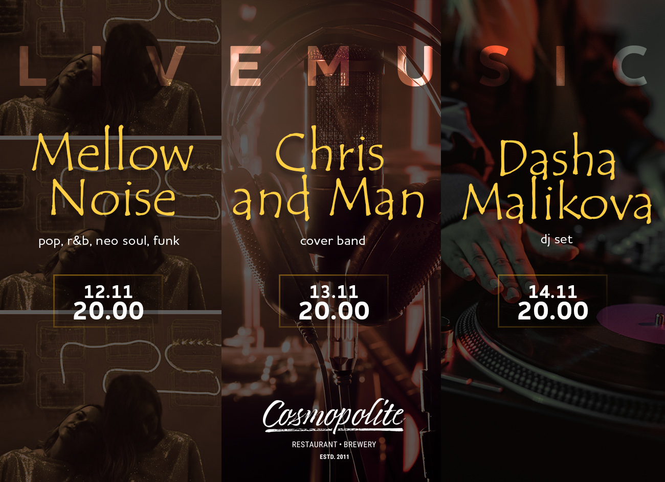 Live music - best music shows at Cosmopolite!