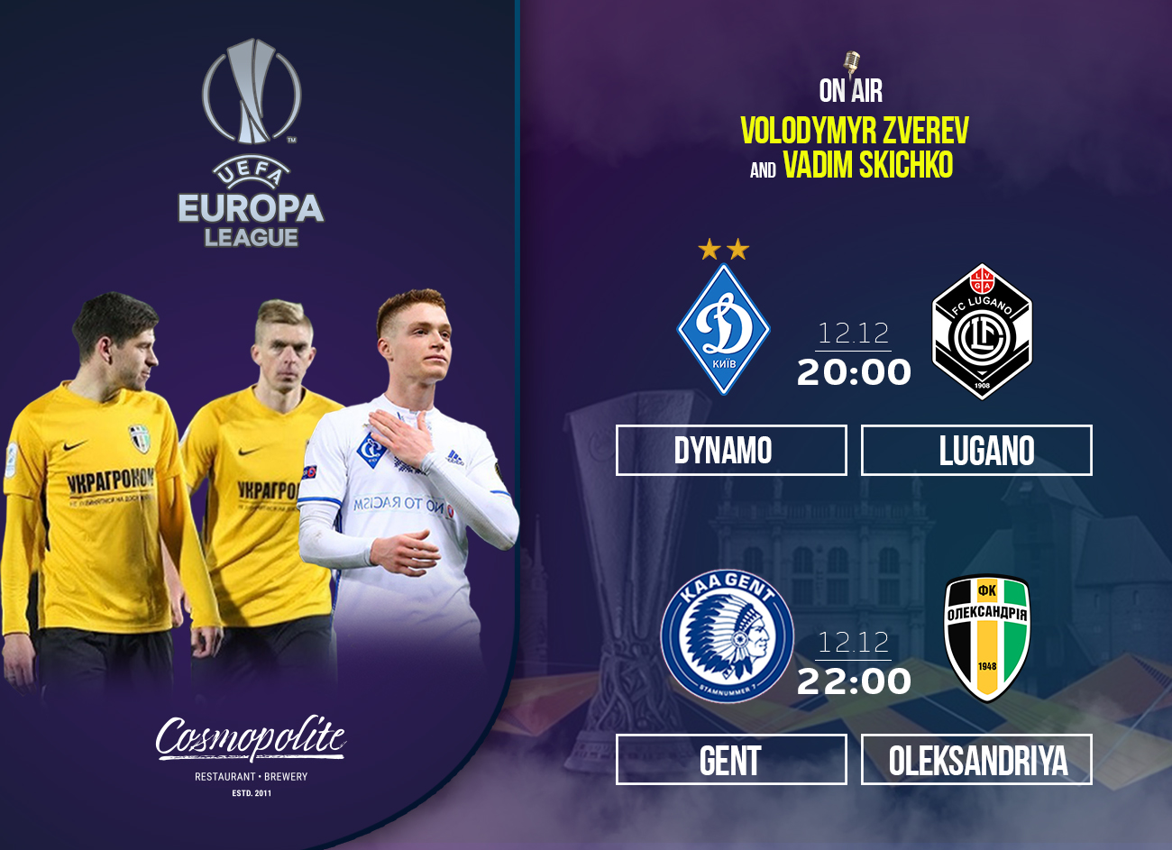 Grand Football at Cosmopolite: Europa League. LIVE!