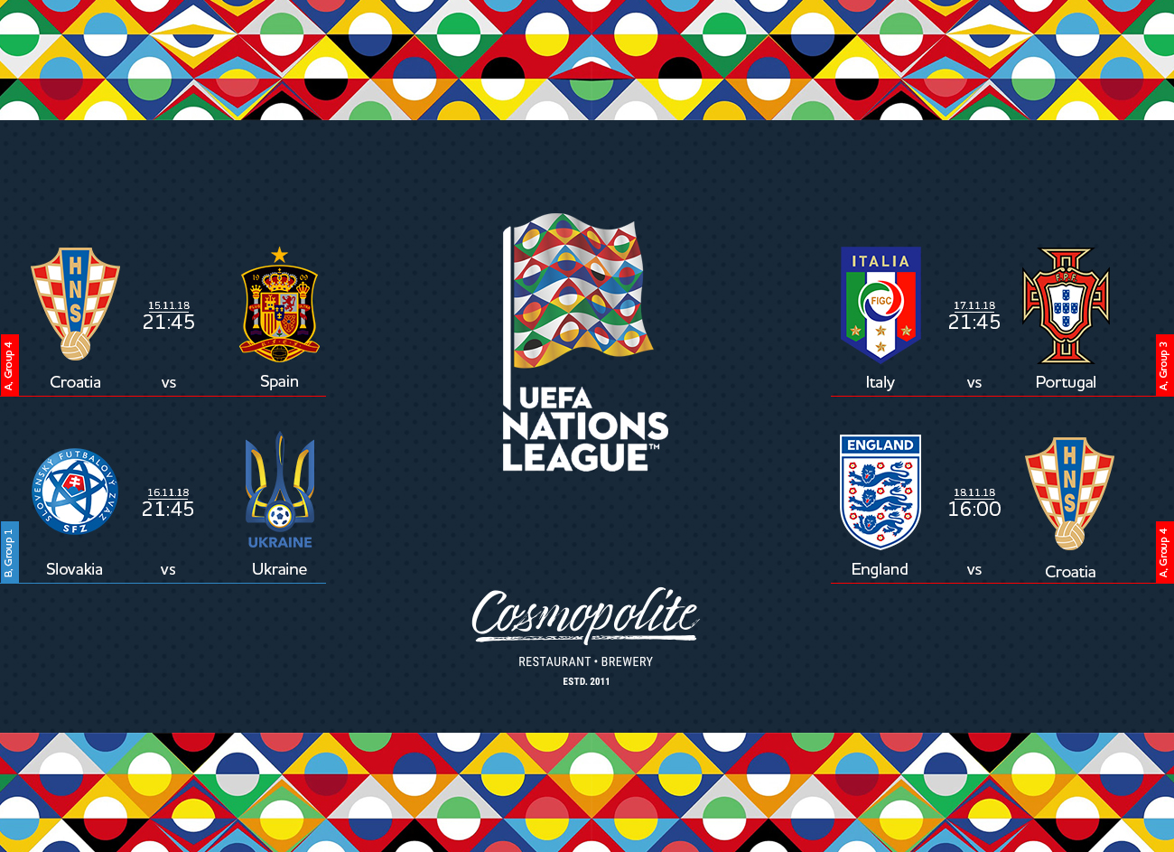 Время футбола в ресторане Cosmopolite