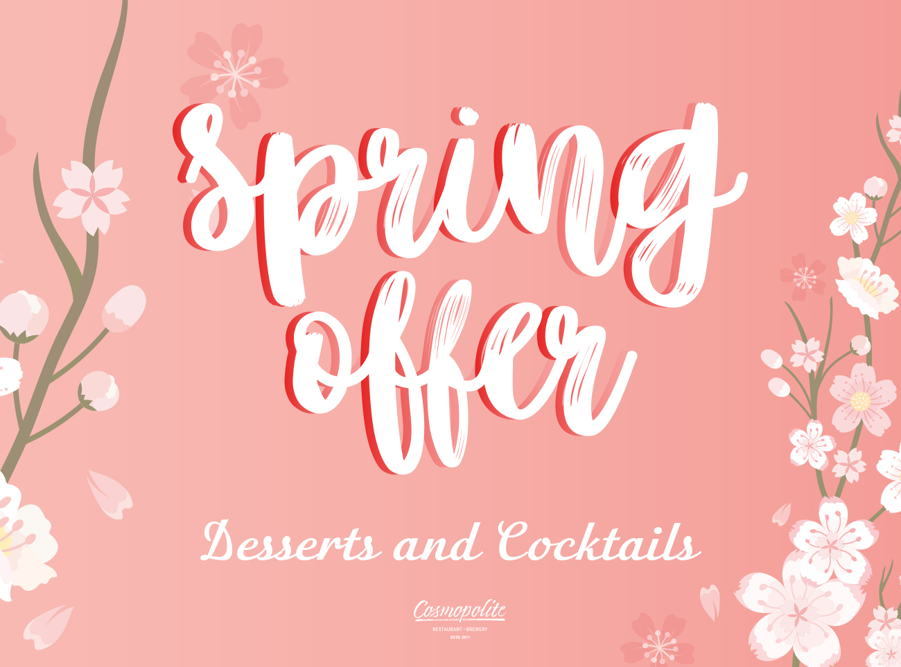Spring offer at Cosmopolite: Desserts & Cocktails