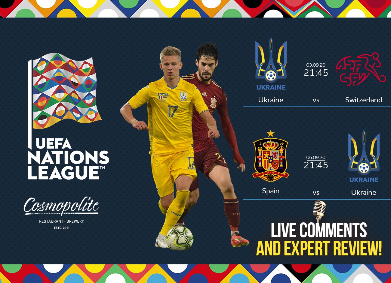 Grand football: UEFA Nations League - LIVE at Cosmopolite! 
